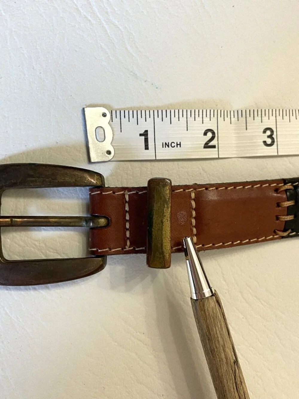 Vintage Fossil Leather Belt Women's Large Brown Patchwork  BT1411 Colorblock Y2K